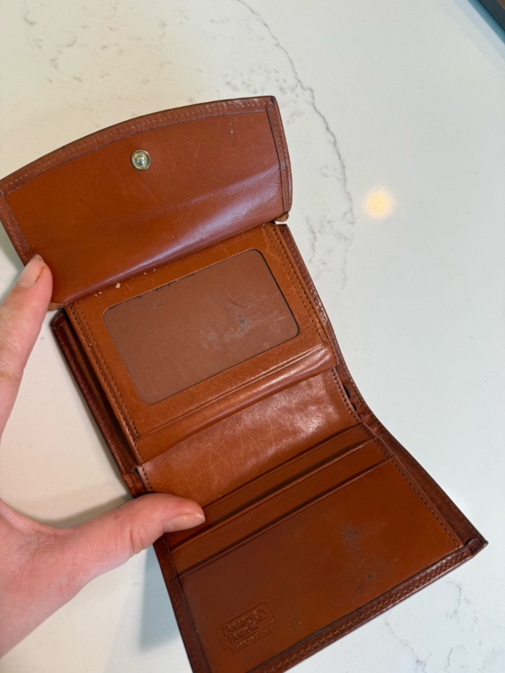 Vintage Dooney & Bourke AWL Kiss Lock Trifold Wallet - Black/Tan - Picture 5 of 7